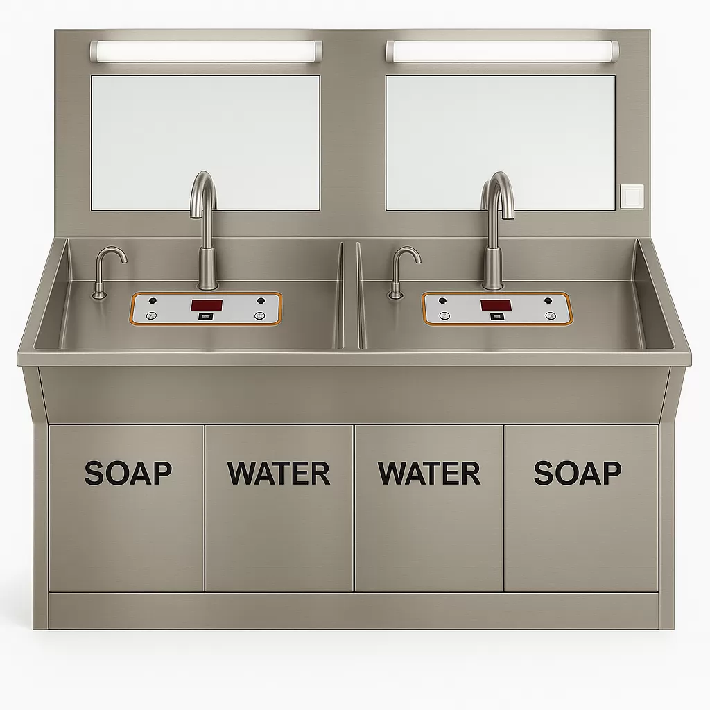 Surgical Scrub Unit, Double, Sensor Operated